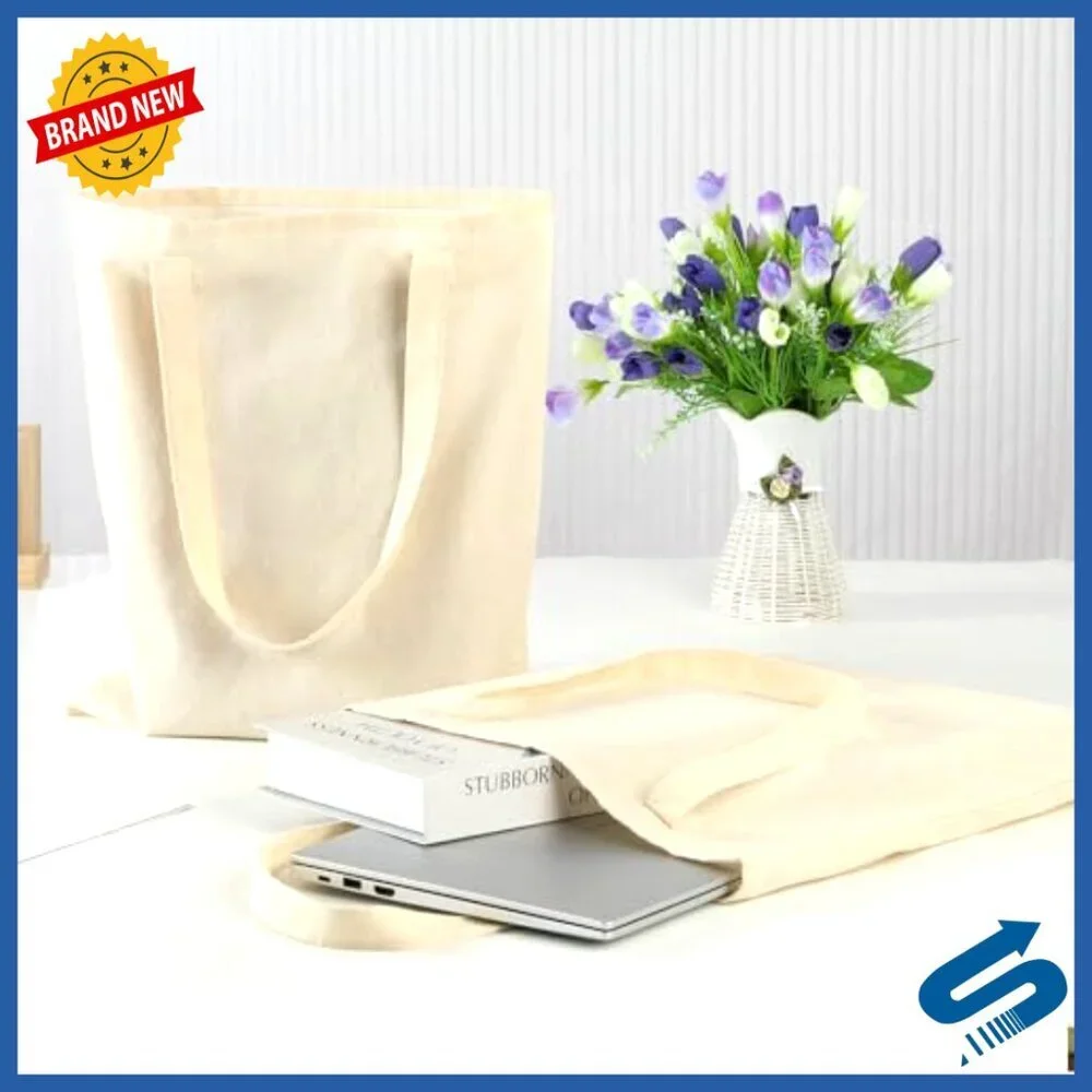 Lightweight Canvas Tote Bags Bulk Blank Reusable Grocery Shopping DIY
